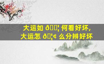 大运如 🐦 何看好坏,大运怎 🦢 么分辨好坏